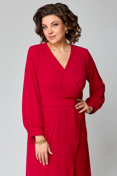 Элегантное платье из легкой ткани с разрезом и пуговицами Мишель стиль 1235 красный - фото 5
