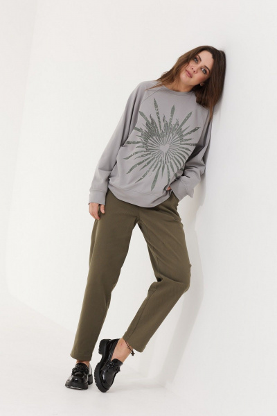 Свитшот из трикотажа с комфортной посадкой MG Wear 2215 серый - фото 4