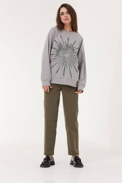 Свитшот из трикотажа с комфортной посадкой MG Wear 2215 серый - фото 2