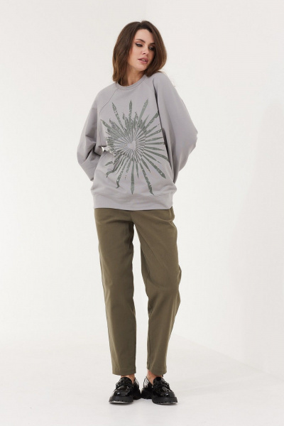 Свитшот из трикотажа с комфортной посадкой MG Wear 2215 серый - фото 1