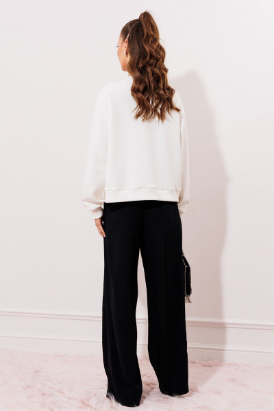 Джемпер из трикотажного полотна с кружевными акцентами Butеr 2995 молочный - фото 6