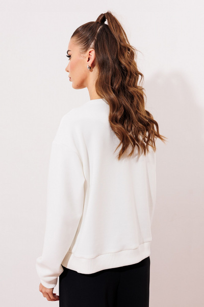 Джемпер из трикотажного полотна с кружевными акцентами Butеr 2995 молочный - фото 2