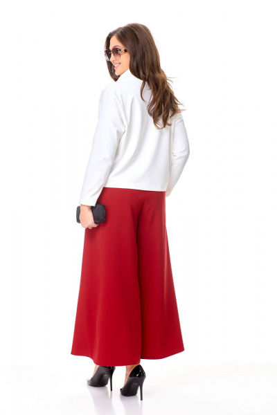 Брюки-юбка и трикотажный джемпер с аппликацией Taita plus 2433 молоко+т.красный - фото 8