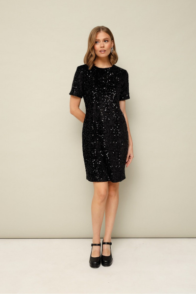 Платье-футляр из пайеток на основе велюра короткое PUR PUR 11-256 - фото 1