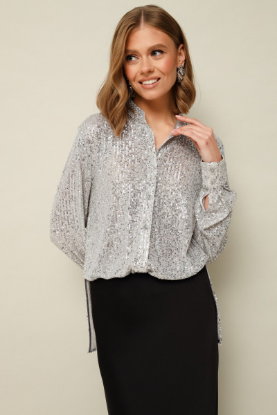 Платье из бархата и пайеток с летящим воротником PUR PUR 11-262/1 - фото 3