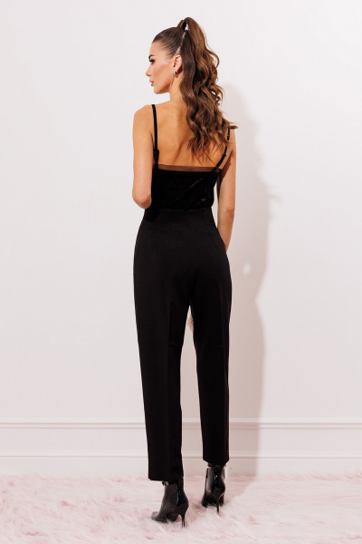 Черная блузка из трикотажа с пайетками и сеткой Butеr 2934 черный - фото 2