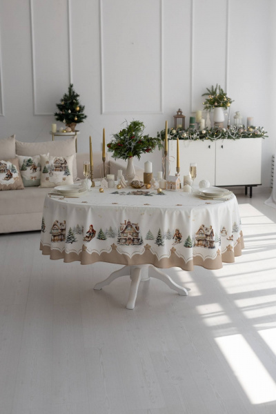 Скатерть белая ткань хлопок на каждый день Listelle 515609 - фото 1