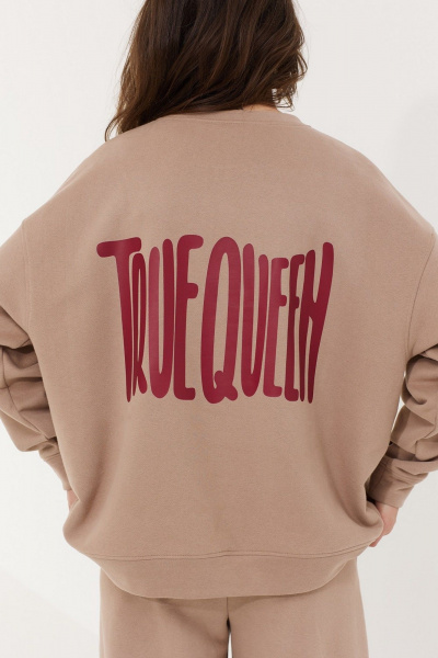 Свитшот бежевый трикотажный с надписью и комфортом MG Wear 2229 бежевый - фото 4