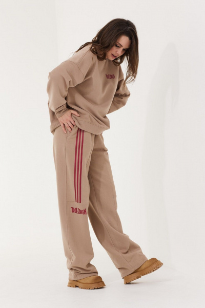 Свитшот бежевый трикотажный с надписью и комфортом MG Wear 2229 бежевый - фото 6