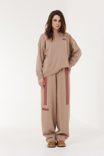 Свитшот бежевый трикотажный с надписью и комфортом MG Wear 2229 бежевый - фото 2
