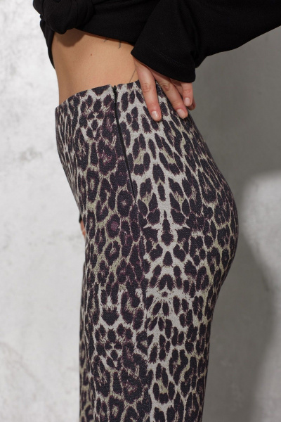 Брюки с потайной молнией и леопардовым принтом MG Wear 4137 леопард_с_блеском - фото 6