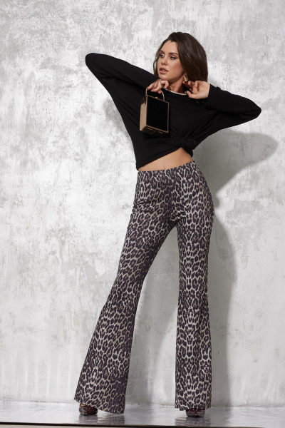 Брюки с потайной молнией и леопардовым принтом MG Wear 4137 леопард_с_блеском - фото 5