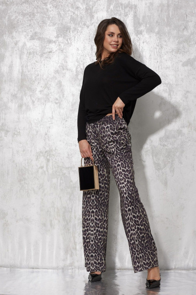 Леопардовые брюки в расцветке для стильных образов MG Wear 4138 леопард_с_блеском - фото 6