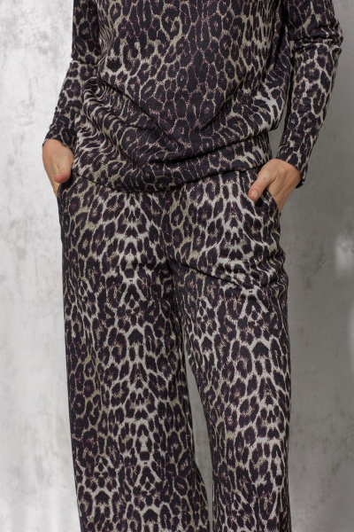 Леопардовые брюки в расцветке для стильных образов MG Wear 4138 леопард_с_блеском - фото 2