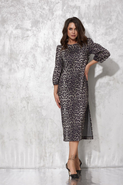 Миди-платье с разрезом и леопардовым принтом для особых случаев MG Wear 5105 леопард_с_блеском - фото 8