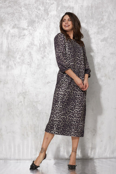 Миди-платье с разрезом и леопардовым принтом для особых случаев MG Wear 5105 леопард_с_блеском - фото 7