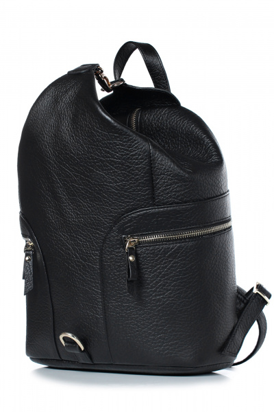 Черный кожаный рюкзак с регулируемыми ремнями для города Galanteya 15223.23с879к45 черный - фото 1