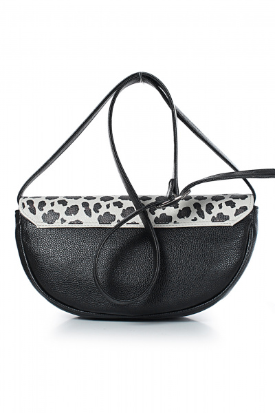 Черная экокожа, вместительная сумка с задним карманом Galanteya 26224.24с1117к45 черный/молочн - фото 3