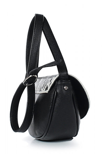 Черная экокожа, вместительная сумка с задним карманом Galanteya 26224.24с1117к45 черный/молочн - фото 4