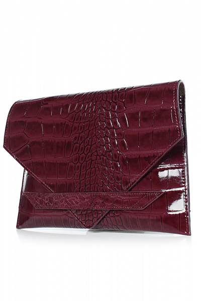 Красная кожаная сумка с клапаном и обработанными краями Galanteya 31517.23с1409к45 вишн./коричн - фото 1