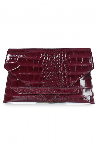 Красная кожаная сумка с клапаном и обработанными краями Galanteya 31517.23с1409к45 вишн./коричн - фото 2