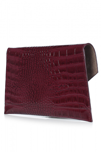 Красная кожаная сумка с клапаном и обработанными краями Galanteya 31517.23с1409к45 вишн./коричн - фото 4