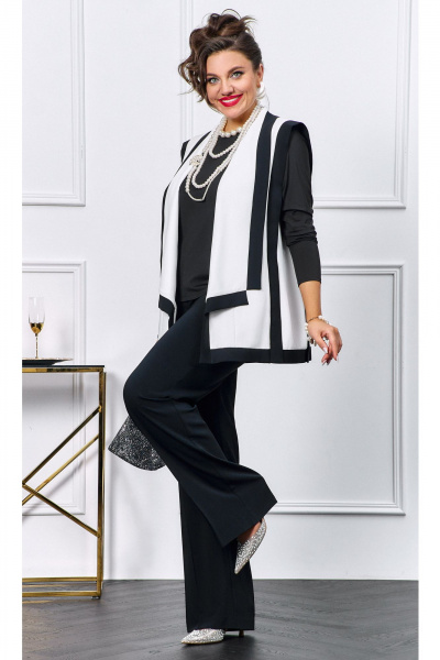 Брюки, джемпер, жилет Vittoria Queen 23323 черный_молочный - фото 6
