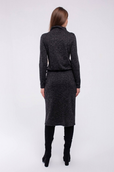 Платье миди из трикотажа с карманами и поясом Madech 205363 черный_меланж - фото 4