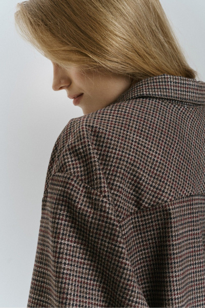 Блуза прямого силуэта с карманом и воротником-стойкой JRSy 2510 клетка_мультиколор - фото 6