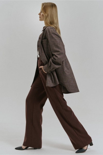 Блуза прямого силуэта с карманом и воротником-стойкой JRSy 2510 клетка_мультиколор - фото 2