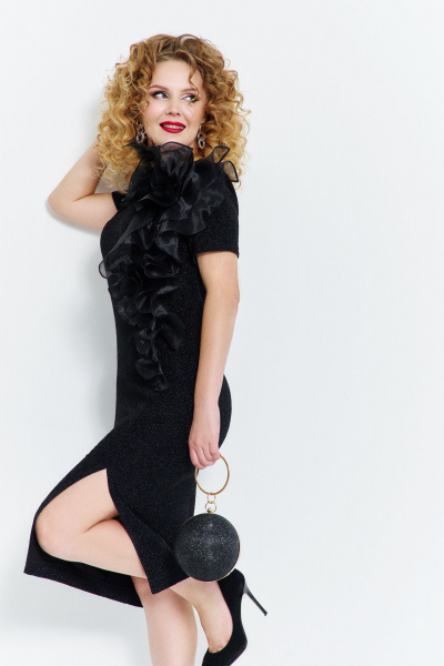 Платье из трикотажа с люрексом и разрезом спереди Euromoda 571 - фото 3