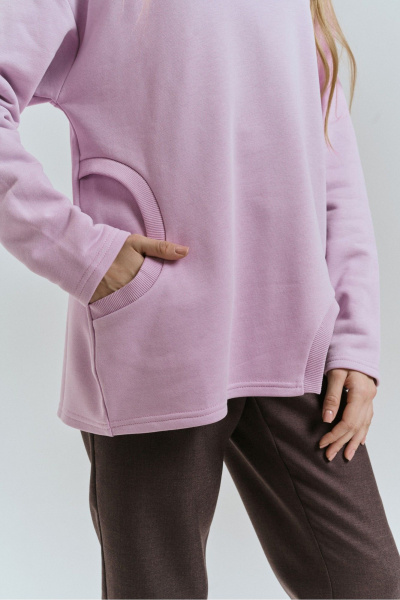 Демисезонный джемпер из трикотажа с карманом и довязом JRSy 2511 лаванда - фото 3