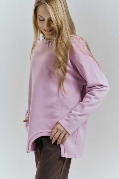 Демисезонный джемпер из трикотажа с карманом и довязом JRSy 2511 лаванда - фото 2