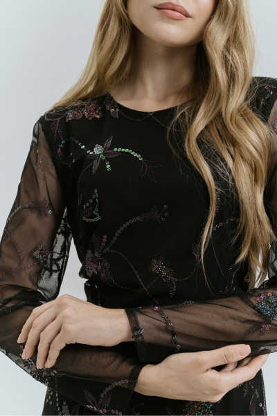 Демисезонное платье с пайетками и вышивкой JRSy 2513 - фото 4