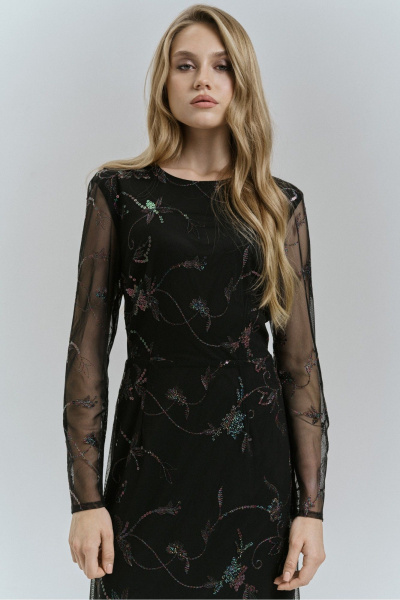 Демисезонное платье с пайетками и вышивкой JRSy 2513 - фото 3