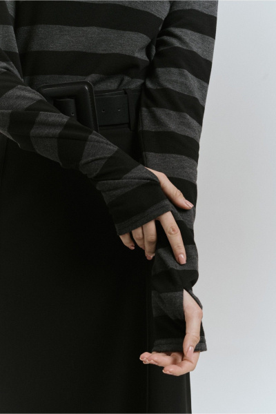 Демисезонный трикотажный джемпер с полосами и рукавами до кисти JRSy 2516 - фото 4