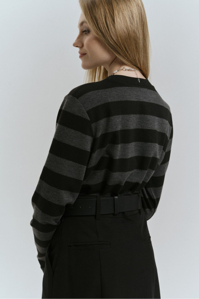 Демисезонный трикотажный джемпер с полосами и рукавами до кисти JRSy 2516 - фото 3