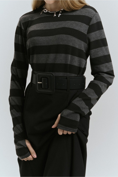 Демисезонный трикотажный джемпер с полосами и рукавами до кисти JRSy 2516 - фото 2