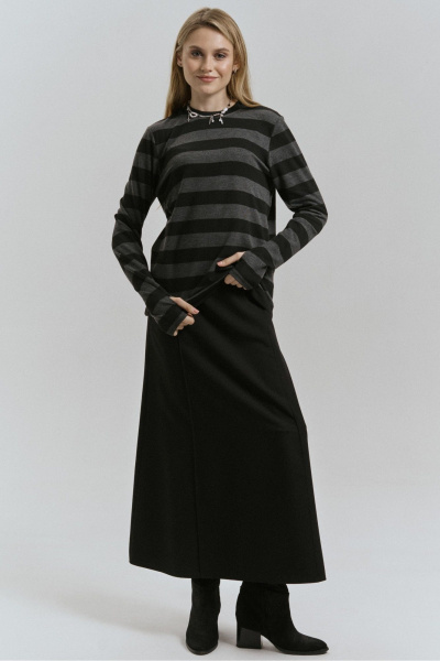 Демисезонный трикотажный джемпер с полосами и рукавами до кисти JRSy 2516 - фото 1