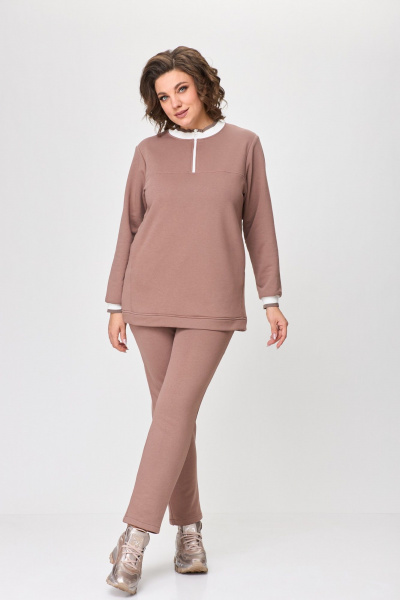Демисезонный спортивный костюм из трикотажа и хлопка STEFANY 2086 какао - фото 2