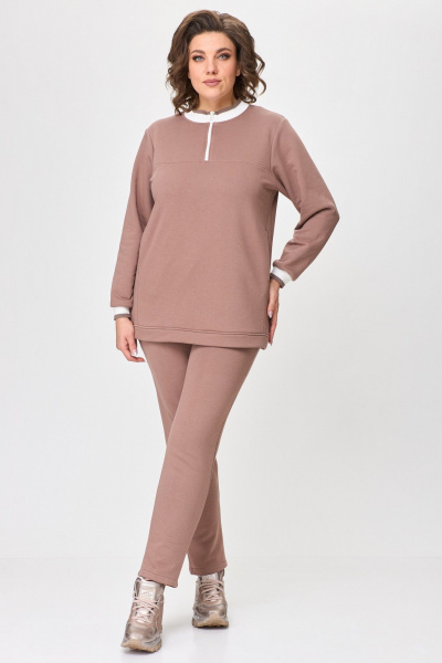 Демисезонный спортивный костюм из трикотажа и хлопка STEFANY 2086 какао - фото 1