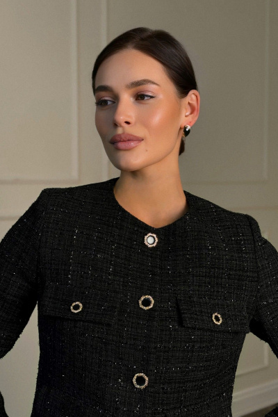 Жакет демисезонный классический с клапанами и карманами Allma J-014-17 черный - фото 3