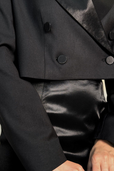 Жакет демисезонный классический двубортный с рукавами-равликами Allma J-016-17 черный - фото 4