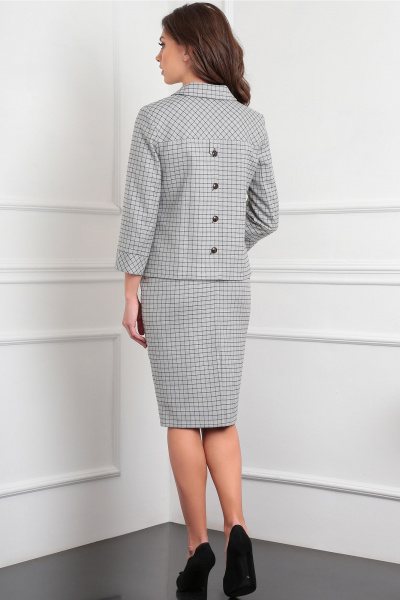 Комплект жакет и юбка полуприлегающего силуэта из текстиля LeNata 20091 клетка - фото 3