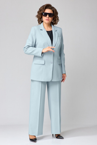 Деловой костюм жакет и брюки в прямом стиле из текстиля Орхидея 1495 - фото 6