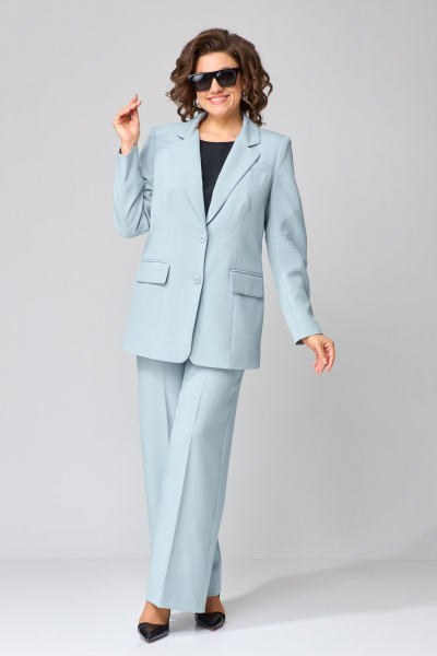 Деловой костюм жакет и брюки в прямом стиле из текстиля Орхидея 1495 - фото 3