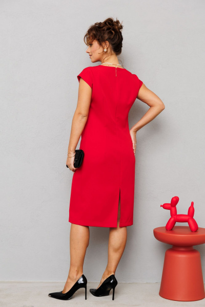 Нарядный комплект жакет и платье с пайетками и разрезом Mubliz 228 красный-серый - фото 8