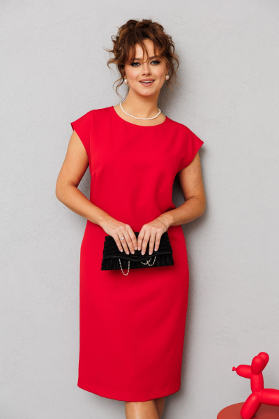 Нарядный комплект жакет и платье с пайетками и разрезом Mubliz 228 красный-серый - фото 7