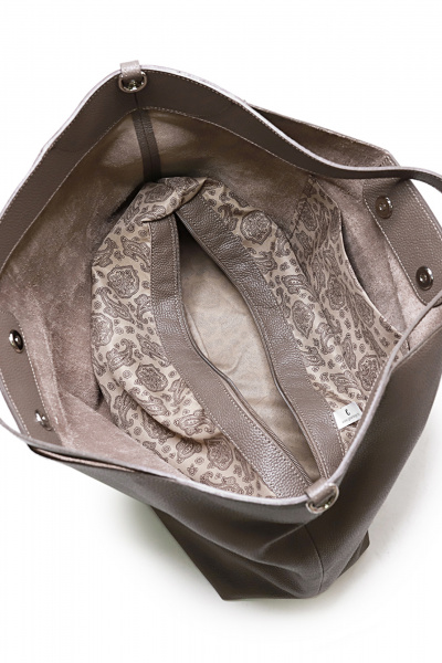 Коричневая кожаная сумка с вышивкой и двумя ручками Galanteya 43923.24с95к45 серо-коричневый - фото 5