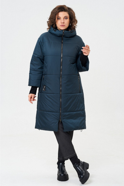 Демисезонное пальто из плащёвой ткани с капюшоном Andina city 7014-24 аквамарин - фото 4